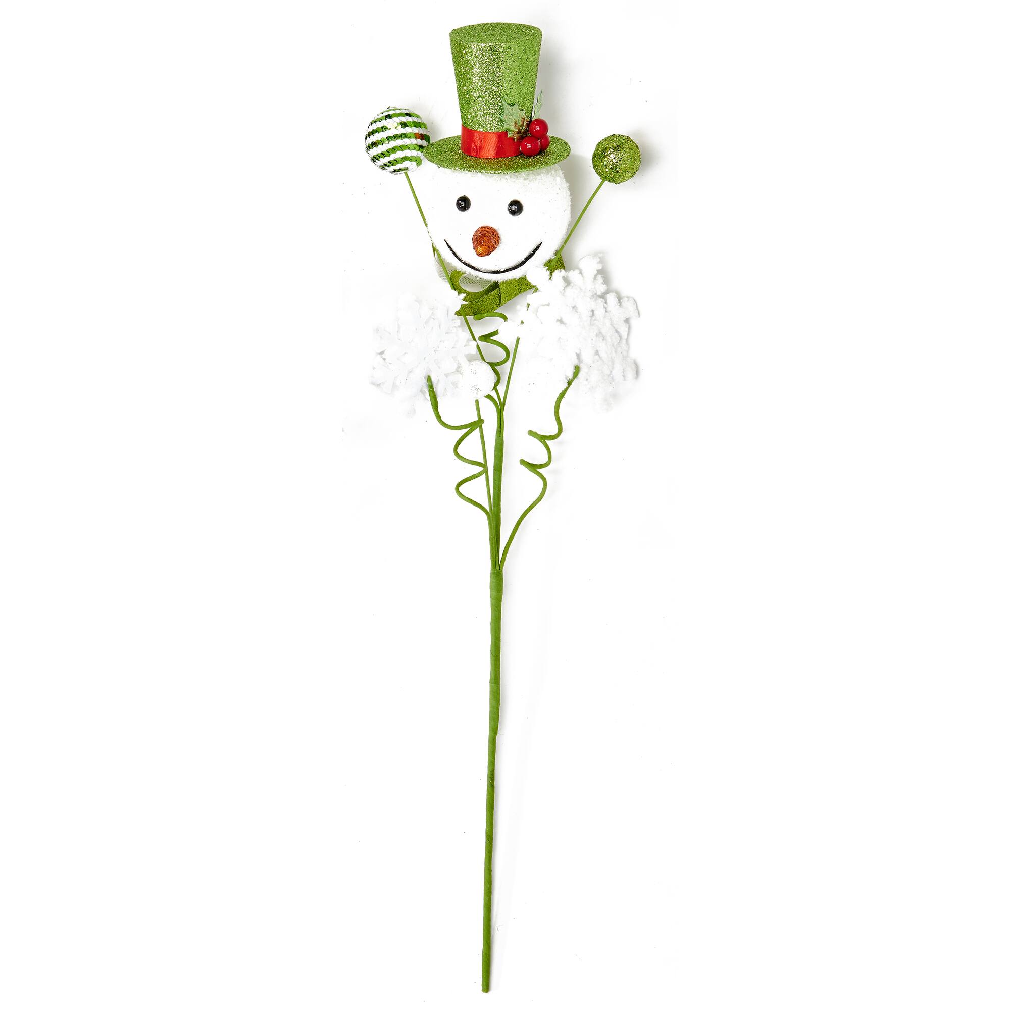 24" Christmas Glittered Snowman Picks